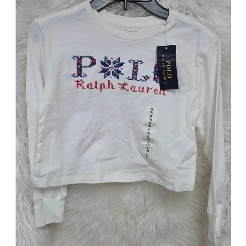 Ralph Lauren Childrenswear Girls Logo Cotton Boxy Long-Sleeve T-Shirt S (7)